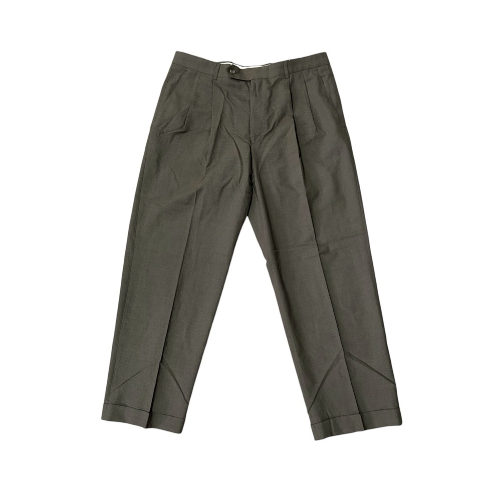 Brooks Brothers 346 Stretch Dress Pants 36x29 Gray Pleated Front Cuffed Wool